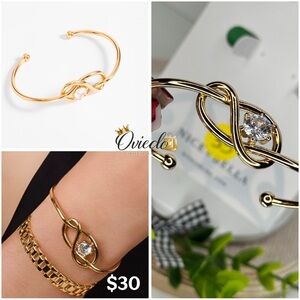 Gold Knot Bracelet with Crystal Accent